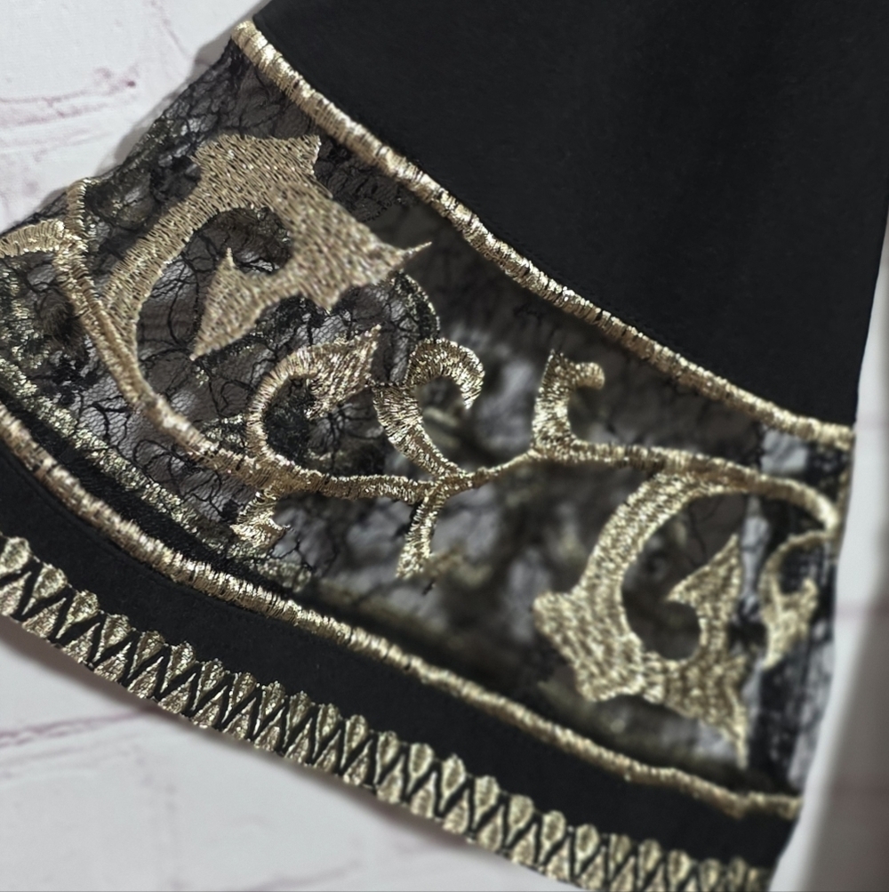 Soieblu Womens Sexy Gold Embroidery Date Night Dress Sz Medium New - Picture 4 of 7